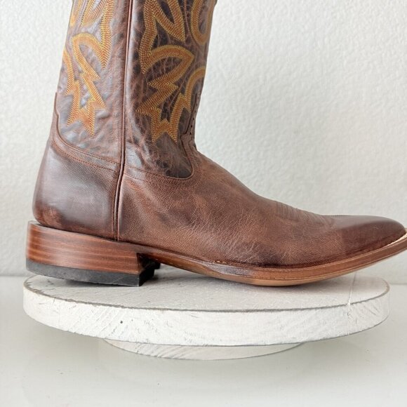 Rod Patrick Mens Cowboy Boots 12.5 A Perro Loco Brown Leather Western Square Toe - Picture 15 of 15